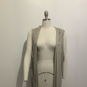 LuLaRoe Joy Cream and Black Striped Duster Vest XL